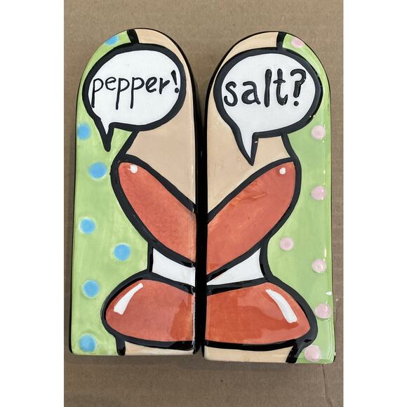 Salt and Pepper Shakers POP ART, Joanne Delomba With Love, Kissing Lips Vintage - Picture 2 of 11